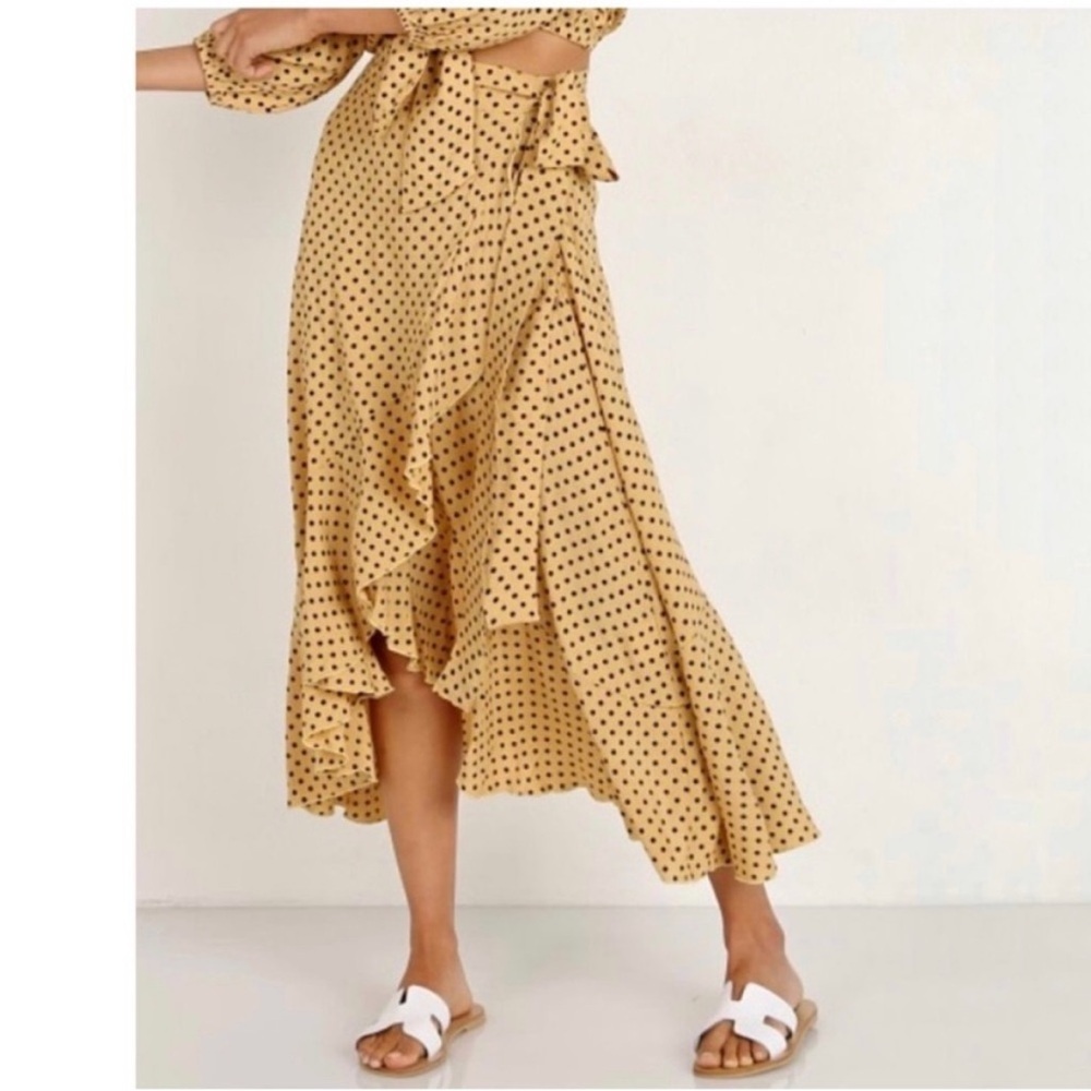 Faithful the Brand polka dot wrap ruffle skirt NEW